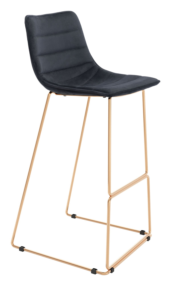 Zuo Modern Adele 100% Polyester, Plywood, Steel Modern Commercial Grade Barstool Set - Set of 2 Black, Gold 100% Polyester, Plywood, Steel