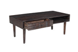 Porter Designs Waves Solid Sheesham Wood Modern Coffee Table Gray 05-196-02-W06M