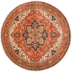 Zeus ZEU-7805 Traditional NZ Wool Rug ZEU7805-8RD Rust, Violet, Khaki, Rose, Olive, Bright Purple, Light Gray, Wheat 100% NZ Wool 8' Round
