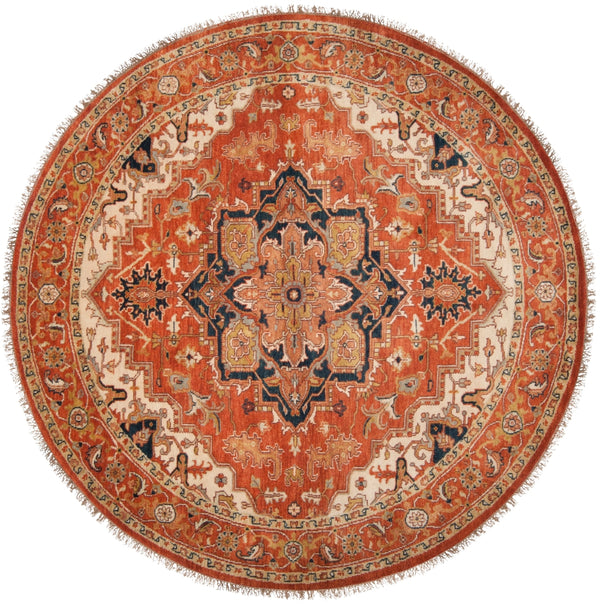 Zeus ZEU-7805 Traditional NZ Wool Rug ZEU7805-8RD Rust, Violet, Khaki, Rose, Olive, Bright Purple, Light Gray, Wheat 100% NZ Wool 8' Round
