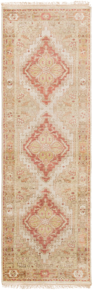 Zeus ZEU-7819 Traditional NZ Wool Rug ZEU7819-268 Rose, Mauve, Ivory, Tan, Light Gray, White 100% NZ Wool 2'6" x 8'
