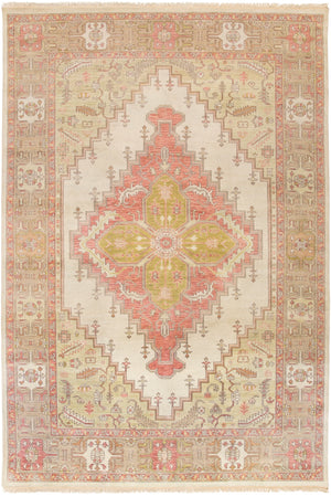 Zeus ZEU-7819 Traditional NZ Wool Rug ZEU7819-913 Rose, Mauve, Ivory, Tan, Light Gray, White 100% NZ Wool 9' x 13'