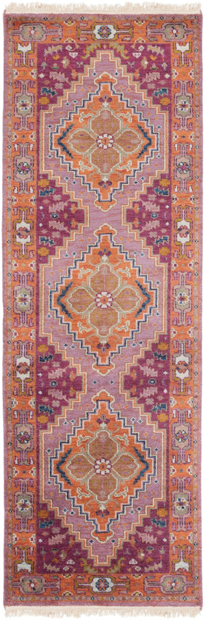 Zeus ZEU-7820 Traditional NZ Wool Rug ZEU7820-312 Eggplant, Clay, Lime, Bright Purple, Taupe, Mauve, Navy 100% NZ Wool 3' x 12'