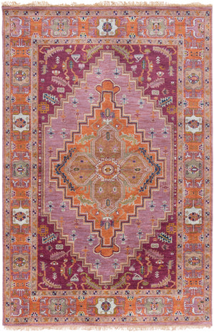 Zeus ZEU-7820 Traditional NZ Wool Rug ZEU7820-5686 Eggplant, Clay, Lime, Bright Purple, Taupe, Mauve, Navy 100% NZ Wool 5'6" x 8'6"