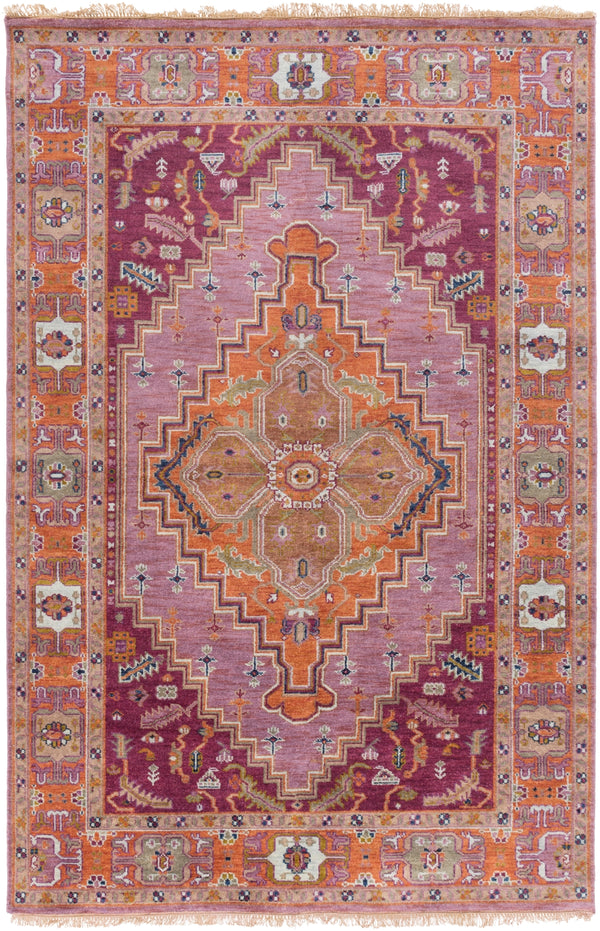 Zeus ZEU-7820 Traditional NZ Wool Rug ZEU7820-5686 Eggplant, Clay, Lime, Bright Purple, Taupe, Mauve, Navy 100% NZ Wool 5'6" x 8'6"