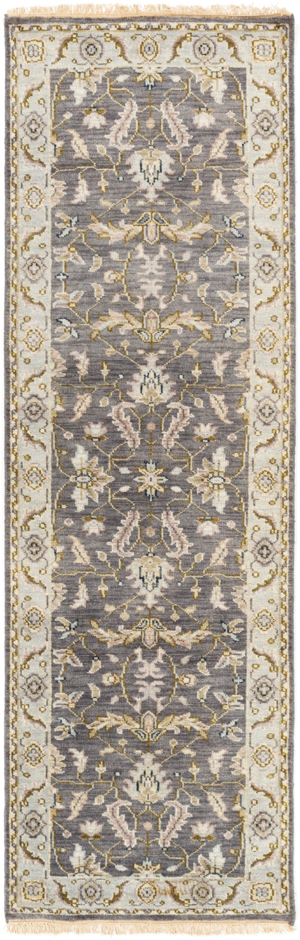 Zeus ZEU-7825 Traditional NZ Wool Rug ZEU7825-913 Charcoal, Sky Blue, Dark Brown, Cream, Camel, Tan, Taupe 100% NZ Wool 9' x 13'