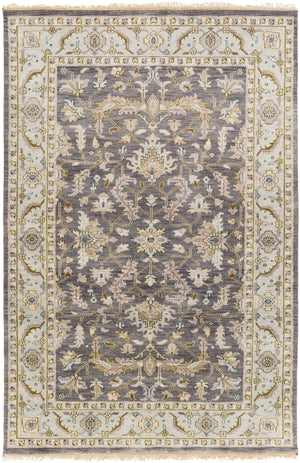 Zeus ZEU-7825 Traditional NZ Wool Rug ZEU7825-5686 Charcoal, Sky Blue, Dark Brown, Cream, Camel, Tan, Taupe 100% NZ Wool 5'6" x 8'6"