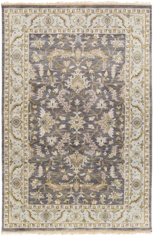 Zeus ZEU-7825 Traditional NZ Wool Rug ZEU7825-5686 Charcoal, Sky Blue, Dark Brown, Cream, Camel, Tan, Taupe 100% NZ Wool 5'6" x 8'6"