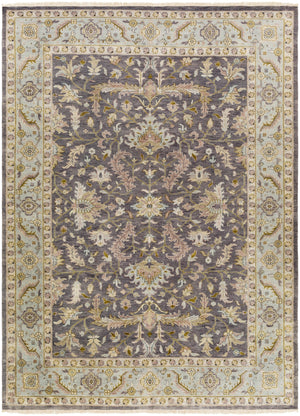 Zeus ZEU-7825 Traditional NZ Wool Rug ZEU7825-811 Charcoal, Sky Blue, Dark Brown, Cream, Camel, Tan, Taupe 100% NZ Wool 8' x 11'