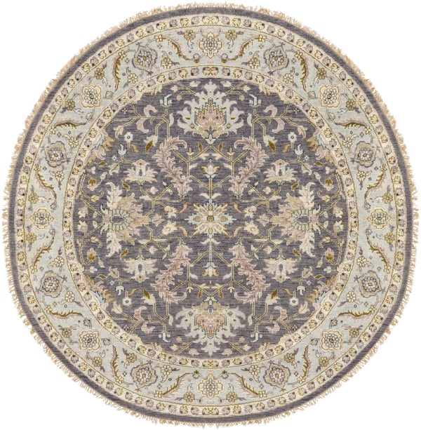 Zeus ZEU-7825 Traditional NZ Wool Rug ZEU7825-8RD Charcoal, Sky Blue, Dark Brown, Cream, Camel, Tan, Taupe 100% NZ Wool 8' Round