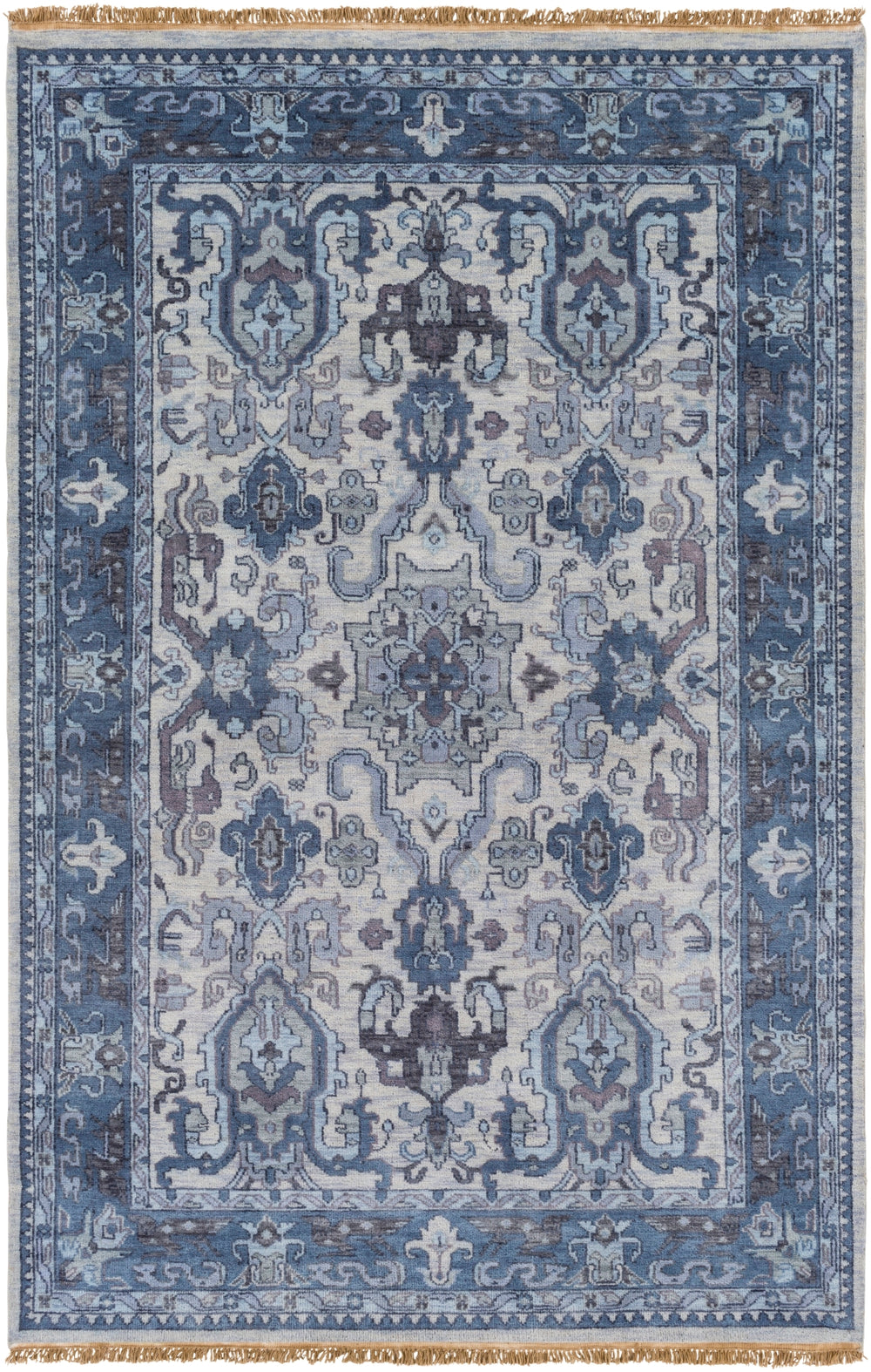 Zeus ZEU-7828 Traditional NZ Wool Rug ZEU7828-913 Navy, Light Gray, Charcoal, Ink, Ivory 100% NZ Wool 9' x 13'