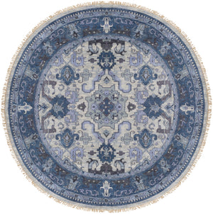 Zeus ZEU-7828 Traditional NZ Wool Rug ZEU7828-8RD Navy, Light Gray, Charcoal, Ink, Ivory 100% NZ Wool 8' Round