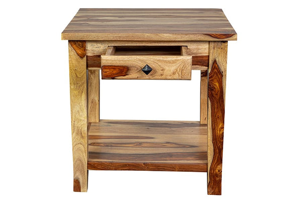 Porter Designs Taos Solid Sheesham Wood Natural End Table Natural 05-196-24-9010N