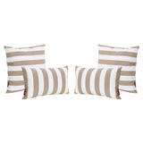 Coronado Outdoor Brown and White Striped Water Resistant Square and Rectangular Throw Pillows - Set of 4