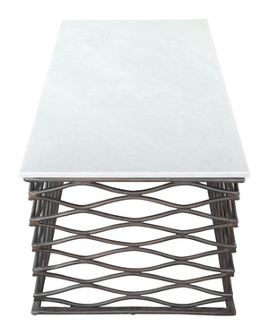 Zuo Modern Duchess Marble, MDF, Aluminum Modern Commercial Grade Coffee Table White, Antique Bronze Marble, MDF, Aluminum