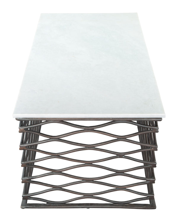 Zuo Modern Duchess Marble, MDF, Aluminum Modern Commercial Grade Coffee Table White, Antique Bronze Marble, MDF, Aluminum