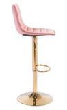 Zuo Modern Prima 100% Polyester, Plywood, Steel Modern Commercial Grade Barstool Pink, Gold 100% Polyester, Plywood, Steel