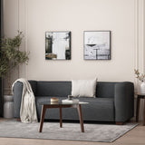 Cossitt Contemporary Fabric Upholstered Loveseat, Charcoal and Dark Walnut Noble House