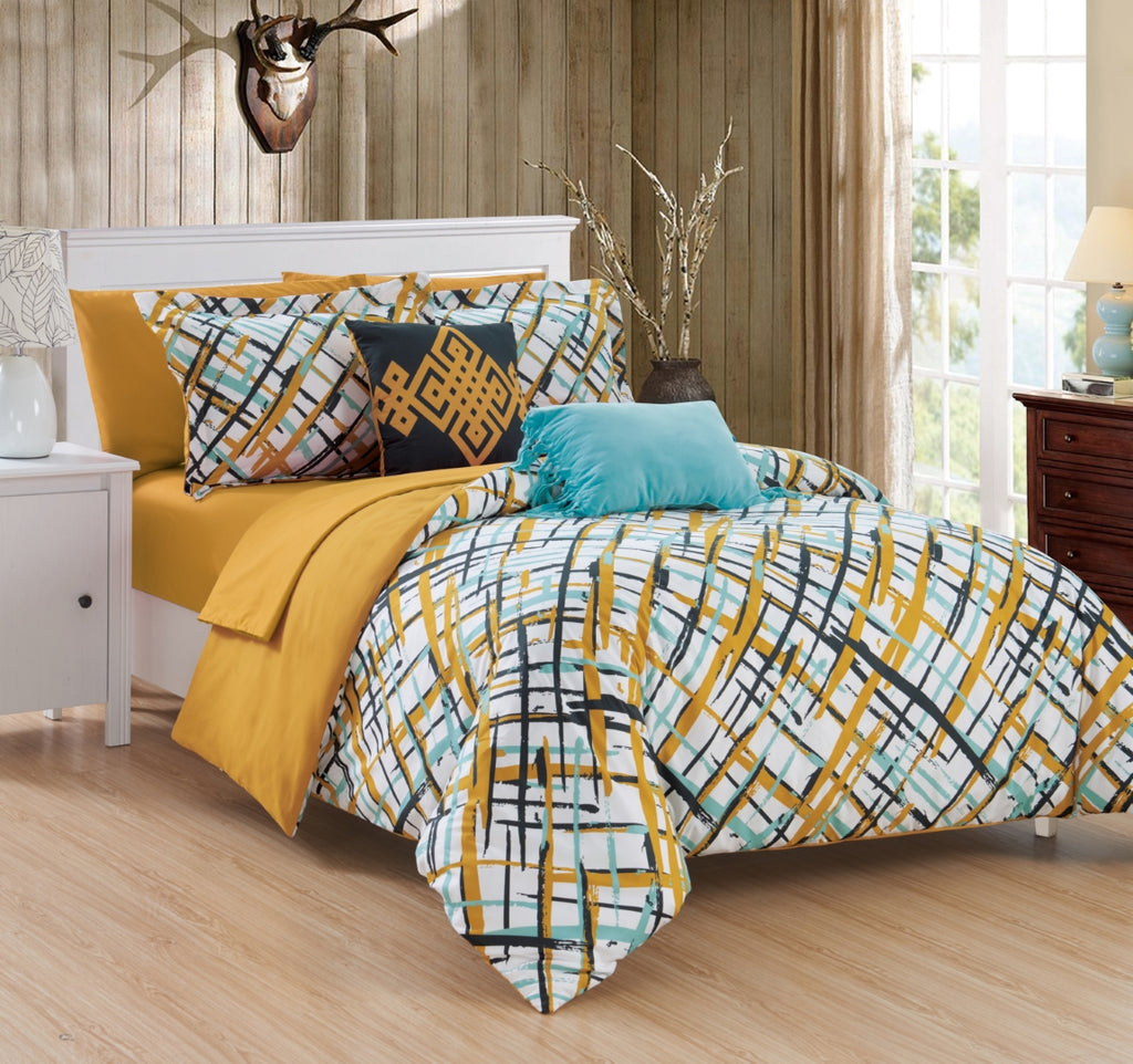 Abstract Gold Twin 7pc Comforter Set