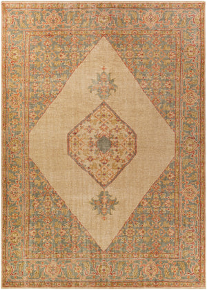 Zahra ZHA-2300 Traditional Wool Rug ZHA2300-811 Dark Green, Olive, Rust, Burnt Orange, Beige 100% Wool 8' x 11'