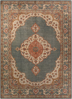 Zahra ZHA-2301 Traditional Wool Rug ZHA2301-811 Dark Green, Olive, Rust, Burnt Orange, Beige 100% Wool 8' x 11'