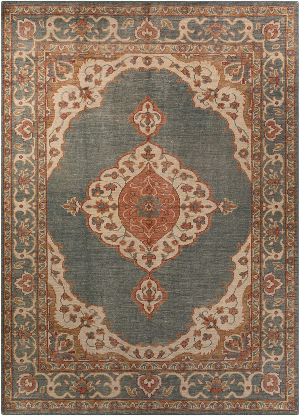 Zahra ZHA-2301 Traditional Wool Rug ZHA2301-811 Dark Green, Olive, Rust, Burnt Orange, Beige 100% Wool 8' x 11'