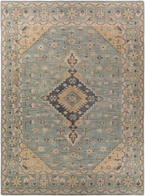 Zahra ZHA-2302 Traditional Wool Rug ZHA2302-811 Dark Green, Sage, Blush, Tan, Beige 100% Wool 8' x 11'