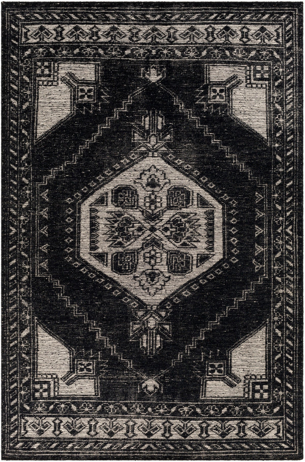 Zahra ZHA-2303  Wool Rug ZHA2303-811 Black, Cream 100% Wool 8' x 11'