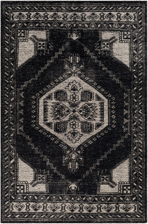 Zahra ZHA-2303  Wool Rug ZHA2303-811 Black, Cream 100% Wool 8' x 11'