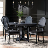 Judith French Country Wood and Cane 5-Piece Expandable Oval Dining Set, Gray and Black Noble House