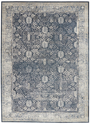 Nourison kathy ireland Home Malta MAI12 Vintage Machine Made Power-loomed Indoor only Area Rug Navy/Ivory 7'10" x 10'10" 99446495136