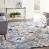Nourison Aloha ALH17 Outdoor Machine Made Power-loomed Indoor/outdoor Area Rug Blue/Grey 9'6" x 13' 99446827418