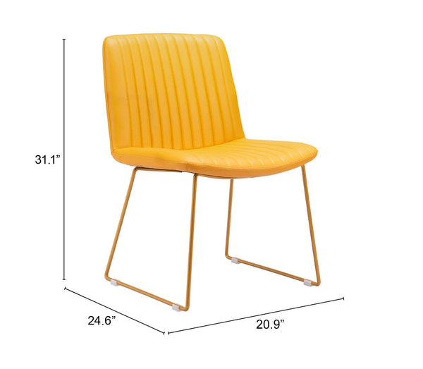 Zuo Modern Joy 100% Polyurethane, Plywood, Steel Modern Commercial Grade Dining Chair Set - Set of 2 Yellow 100% Polyurethane, Plywood, Steel