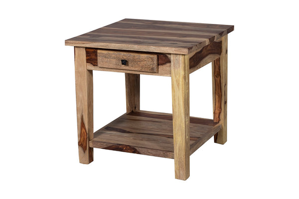 Porter Designs Taos Solid Sheesham Wood Natural End Table Natural 05-196-24-9010N