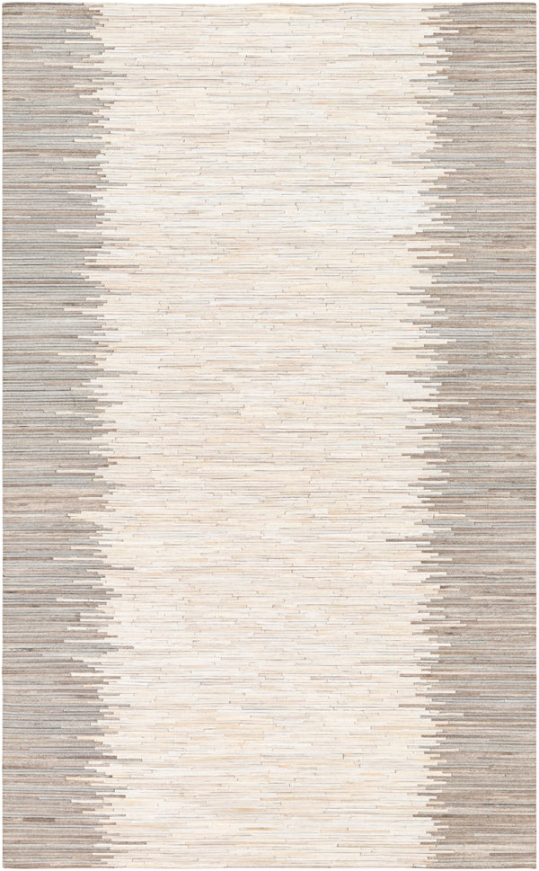 Zander ZND-1004 Modern Hair On Hide Rug ZND1004-58 Ivory, Beige, Khaki, Taupe, Medium Gray 100% Hair On Hide 5' x 8'