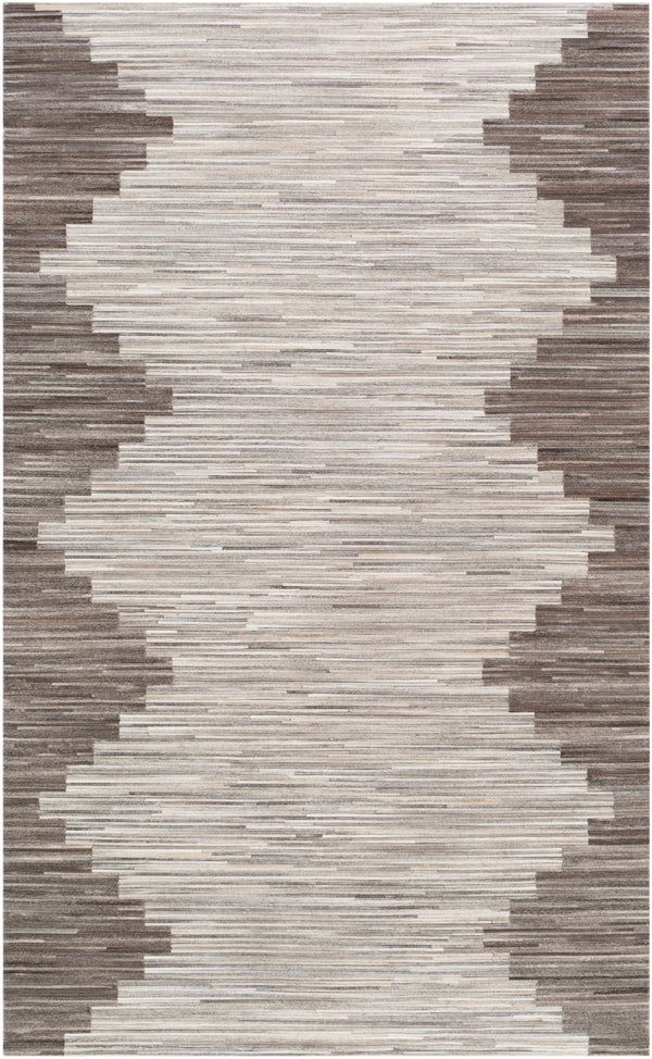 Zander ZND-1007 Rustic Hair On Hide Rug ZND1007-58 Silver Gray, Beige, Ivory, Medium Gray, Cream 100% Hair On Hide 5' x 8'