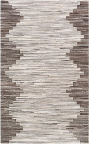 Zander ZND-1007 Rustic Hair On Hide Rug ZND1007-58 Silver Gray, Beige, Ivory, Medium Gray, Cream 100% Hair On Hide 5' x 8'