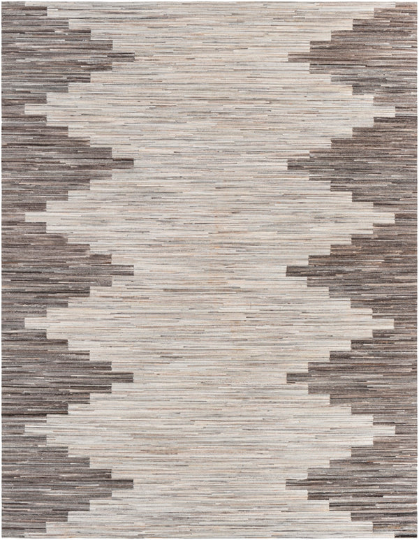 Zander ZND-1007 Rustic Hair On Hide Rug ZND1007-810 Silver Gray, Beige, Ivory, Medium Gray, Cream 100% Hair On Hide 8' x 10'