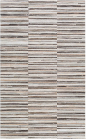 Zander ZND-1008 Rustic Hair On Hide Rug ZND1008-58 Dark Brown, Beige, Ivory, Medium Gray, Cream, Silver Gray, Camel, Tan 100% Hair On Hide 5' x 8'