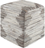 Zander ZNPF-006 Rustic Hair On Hide, Polystyrene Block, Wood, Wool Pouf ZNPF006-181818 Black, Ivory, Taupe, Medium Gray, Charcoal, Wheat 100% Hair On Hide, 100% Polystyrene Block, Wood, 100% Wool 18"H x 18"W x 18"D