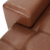 Harlar Contemporary Faux Leather Tufted 3 Seater Sofa and Chaise Lounge Set, Cognac Brown and Dark Brown Noble House