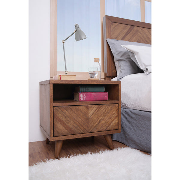 Piero Chevron Night Stand Monterey Brown