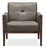 Carverdale Leather Club Chair with Wood Frame