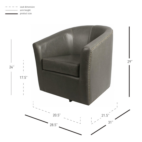 Ernest Bonded Leather Swivel Chair - Elegant Comfort with 360-Degree Rotation, Perfect for Any Space