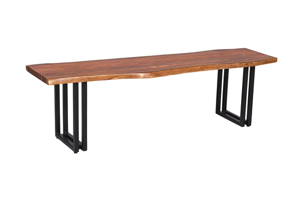 Porter Designs Manzanita Live Edge Solid Acacia Wood Natural Dining Bench Brown 07-196-13-BN58HW-KIT