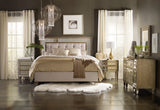 Hooker Furniture Sanctuary Traditional-Formal King and California King Mirrored Upholstered Headboard in Poplar and Hardwood Solids with Antique Mirror, Silver Leaf, Metal Fretwork, Resin and Oyster Fabric 5414-90867