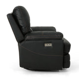 Elodie Faux Leather Swivel Power Glider Recliner, Black Noble House