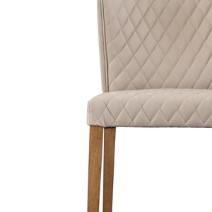 Albie Low-Back Dining Chair Set of 2 - Stylish Bonded Leather with Quilted Design & Solid Wood Legs