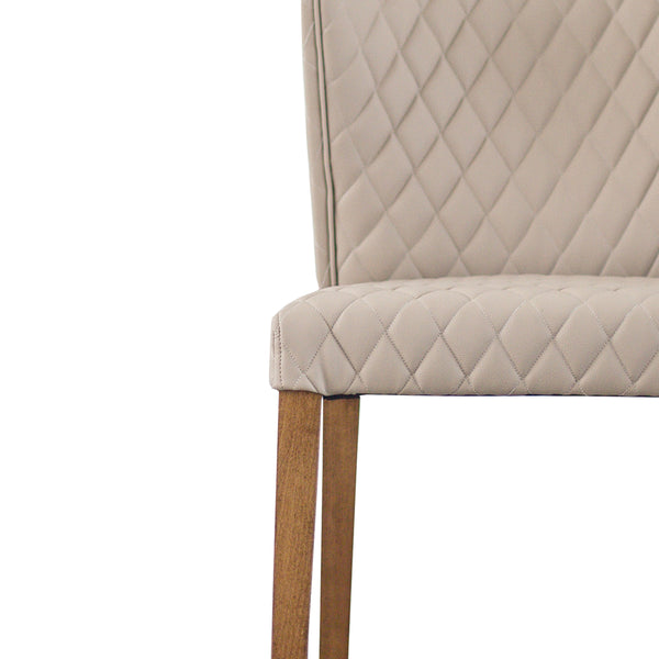 Albie Low-Back Dining Chair Set of 2 - Stylish Bonded Leather with Quilted Design & Solid Wood Legs