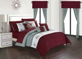 Emily Burgundy Queen 20pc Comforter Set